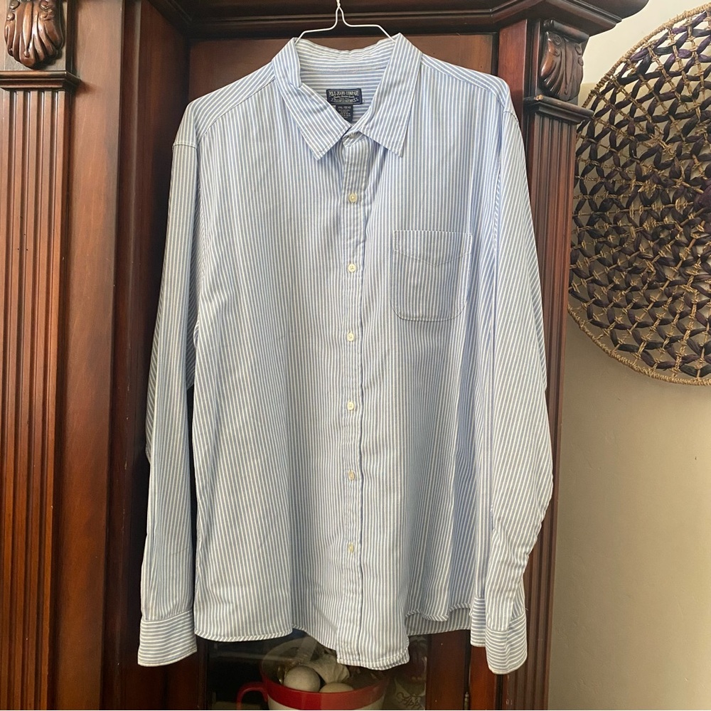 Polo Jeans Ralph Lauren Men’s Striped Button Up Long Sleeve Shirt - 2XL (XXL)
